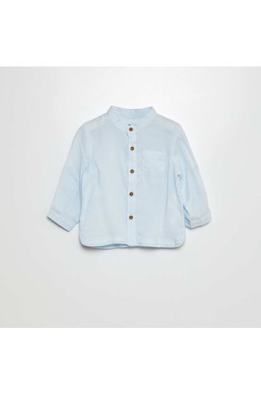 Lightweight shirt with mandarin collar BLUE