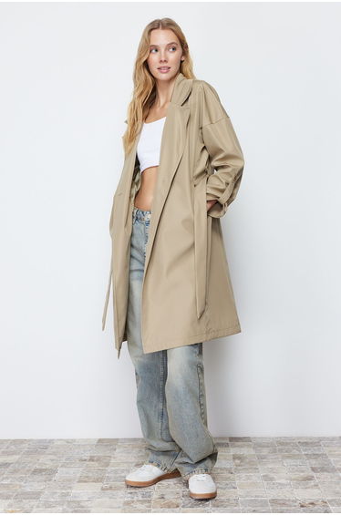 Light Khaki Regular Belted Trench Coat