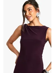Racer Asymmetric hem Midi Dress - plum - 3