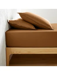 Victor Plain Washed Cotton Satin Fitted Sheet - 1