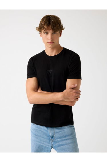 Guess Crew Neck Large Logo Tee Black