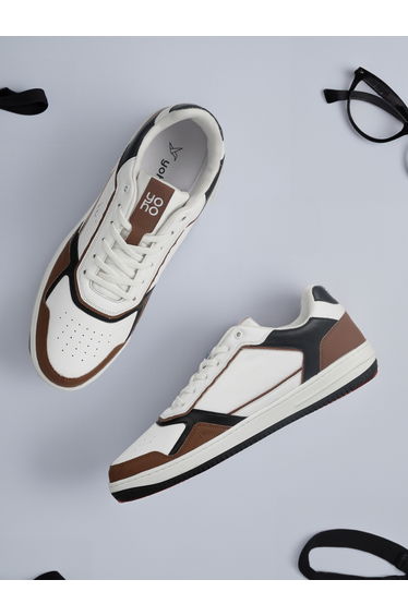 Men Contrast Panel Lace Up Sneakers