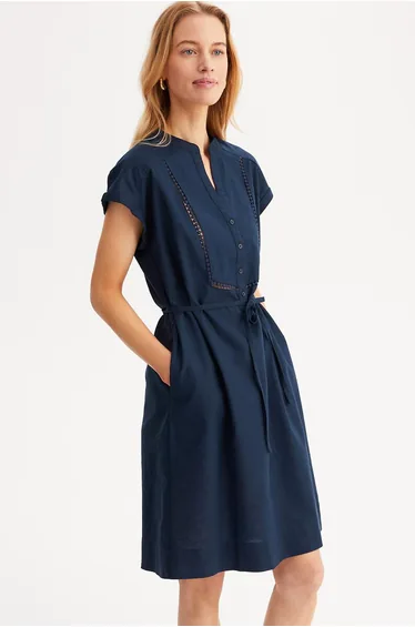 Mid-Length Shift Dress with Short Sleeves