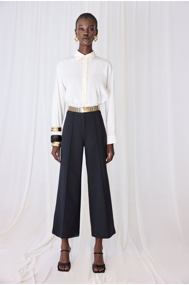 RIBBED CREPE TROUSERS