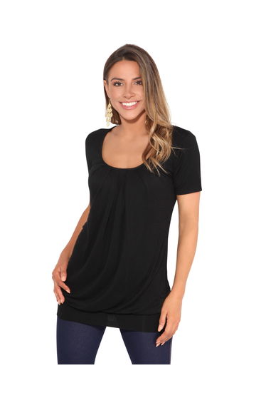 Plain Longline Jersey Top - Black