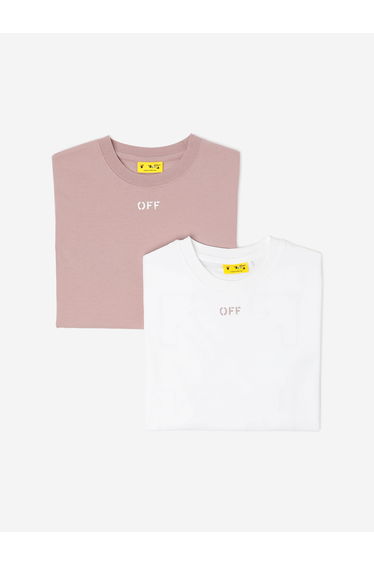 Off-White Girls Off Stamp 2 Pack T-Shirt Set in Pink
