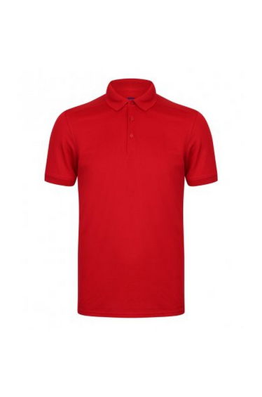 Henbury Mens Stretch Microfine Pique Polo Shirt - Red