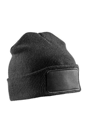 Result Genuine Recycled Unisex Adult Double Knit Beanie - Black