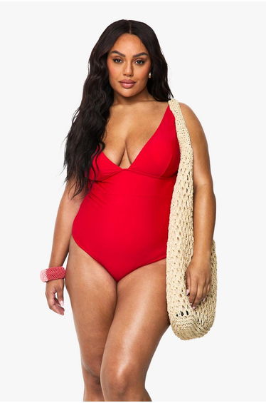 Plus Tummy Control Plunge Swimsuit