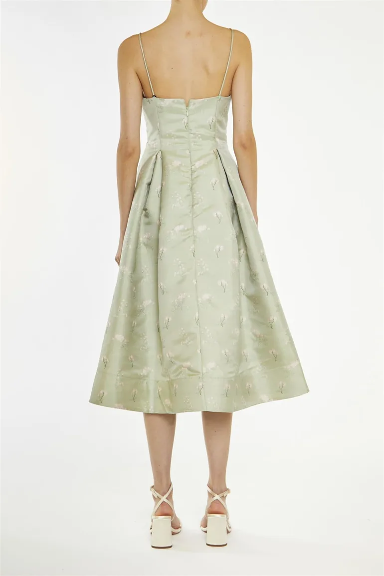 Estella Green Floral-Jacquard Cami Skater Midi-Dress - 1