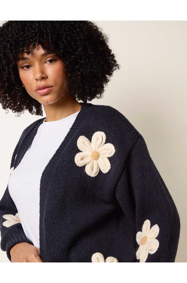 Daisy Large Flower Cardigan