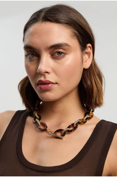 Acrylic Chain Woven Link Necklace
