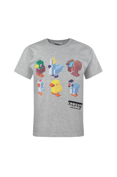 Crossy Road Childrens/Boys Official Character Design Short Sleeved T-Shirt - Light Grey