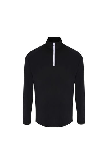 TriDri Mens Long Sleeve Performance Quarter Zip Top - Black/White