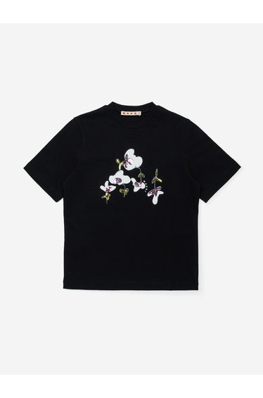 Girls Sequin Flower T-Shirt in Black