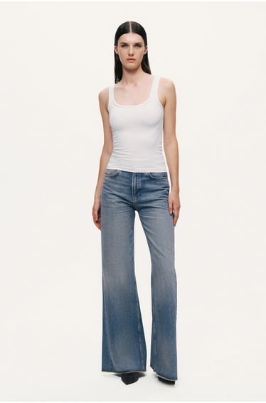 Ribbed Square-Neck Crop Tank