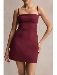 Veda | Burgundy High-Neck Mini Dress - 5