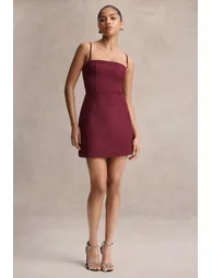 Veda | Burgundy High-Neck Mini Dress - 7