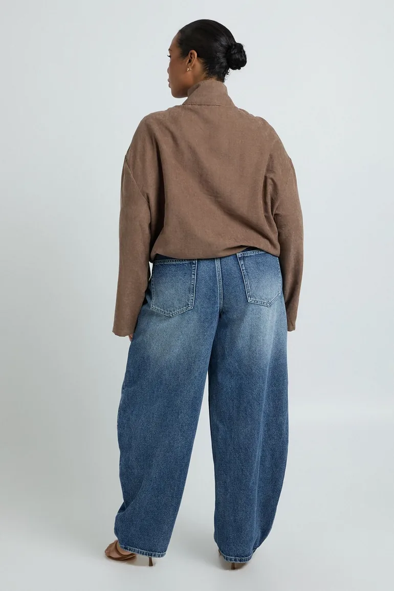 Plus Peached Funnel Neck Jacket - brown - 2