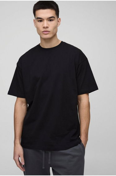Basic Oversized Crew Neck T-shirt - black