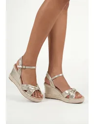 Wide Fit Jada Soft Knot Espadrille High Wedge Sandals