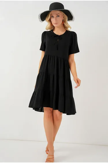BDART Crew Neck Mini Dress with Bow Tie