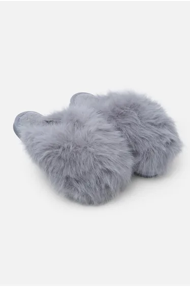 Lemonade Ultimate Cosy Fluffy Slippers Grey