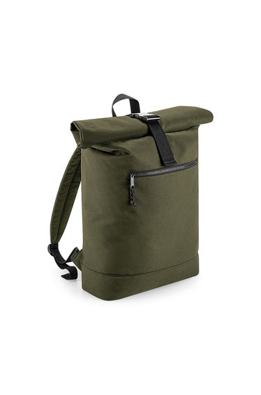 BagBase Unisex Recycled Roll-Top Backpack - Military Green