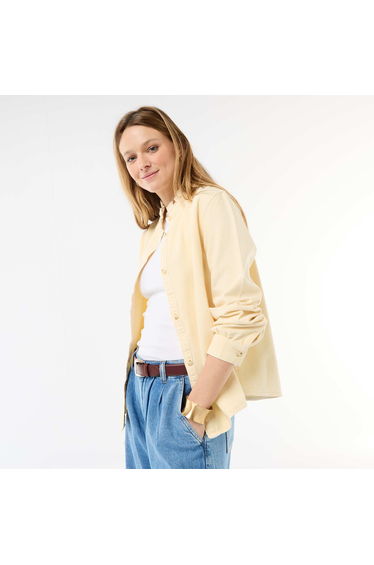 Denim Blouse with Ruffled Collar YELLOW