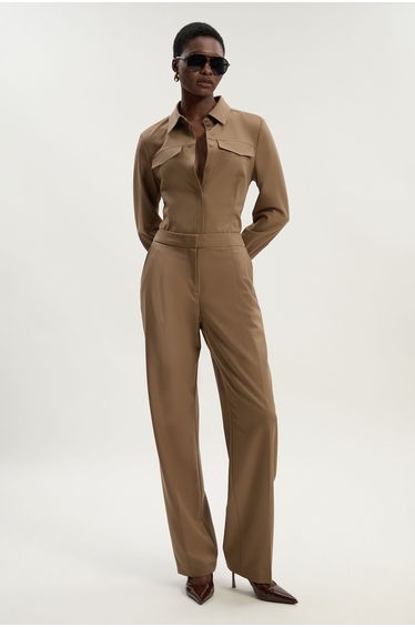 Viscose Blend Tailored Tapered Leg Trouser