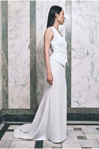 Satin Viscose Tailored Fishtail Midi Skirt
