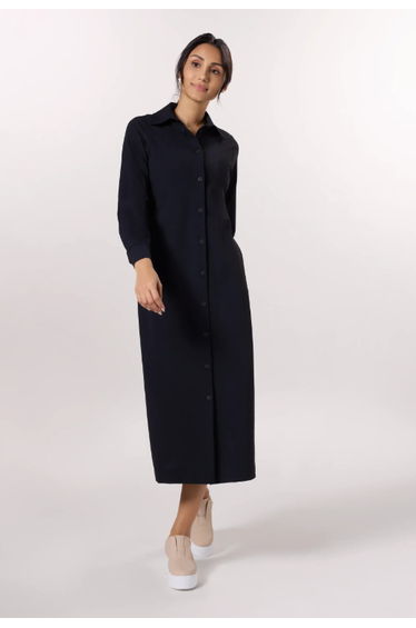 Abaya Button Front Dress - SEASONAL BLACK