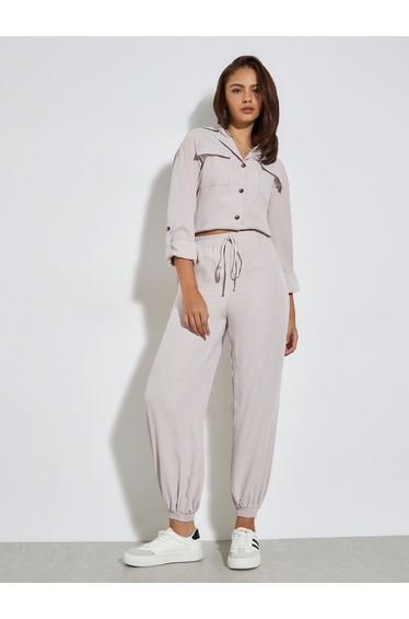 Grey Roll-Up Sleeve Shirt and Joggers Set