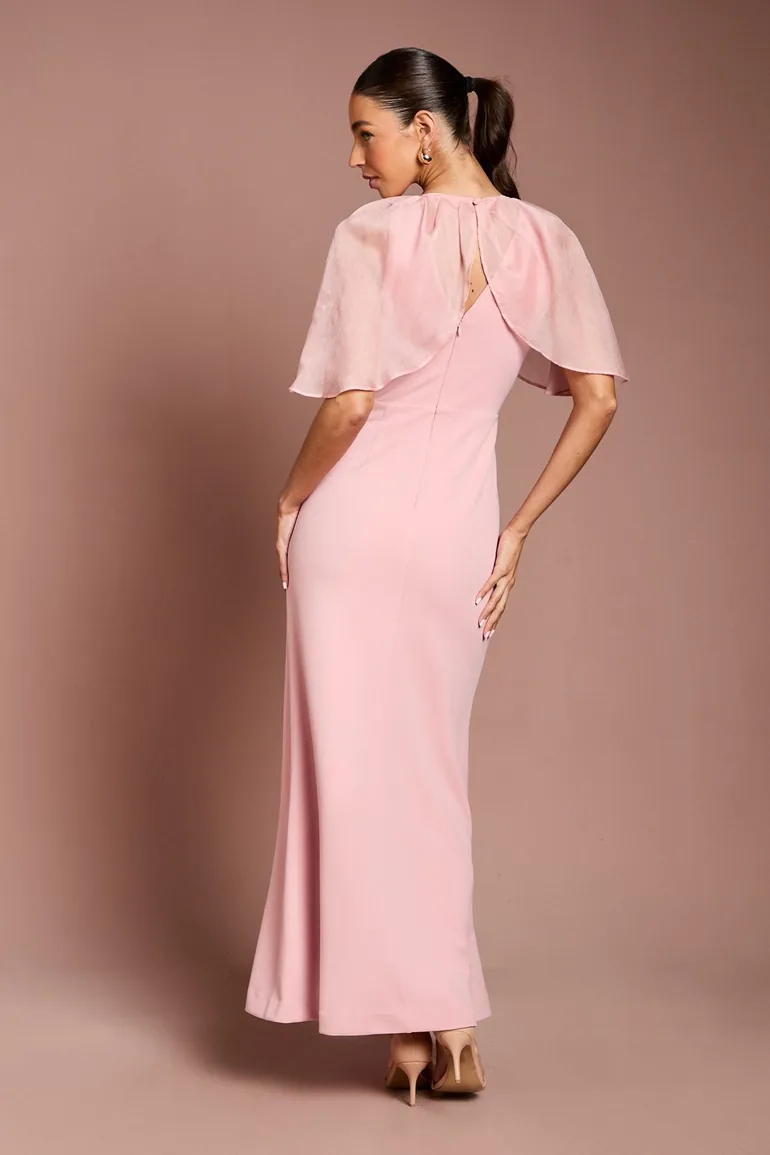 Cape Sleeve Ruched Detail Maxi Dress - 2