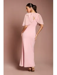 Cape Sleeve Ruched Detail Maxi Dress - 2