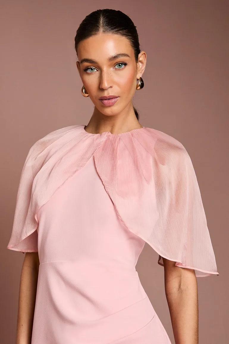 Cape Sleeve Ruched Detail Maxi Dress - 3