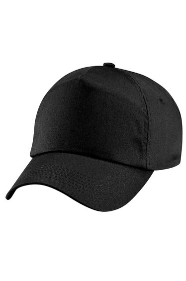 Beechfield Plain Unisex Junior Original 5 Panel Baseball Cap - Black