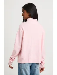 High Neck Button Through Cardigan - baby pink - 2