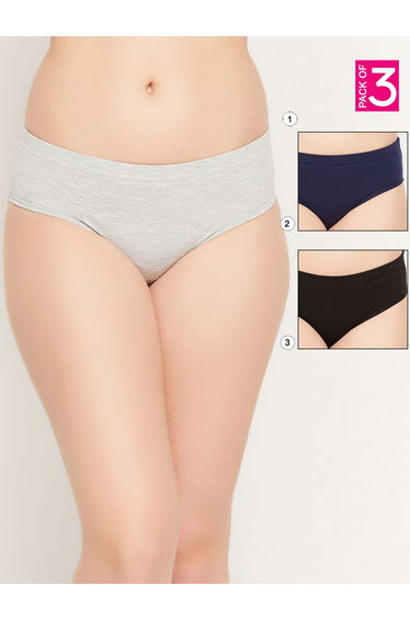Set of 3 - Mid Rise Hipster Panties with Inner Elastic