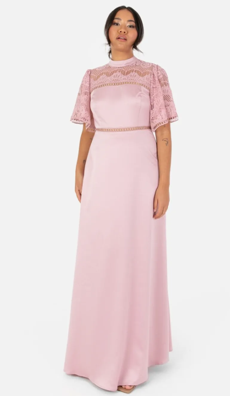 maya blush bridesmaid dresses Maya SAGE V NECK SEQUIN AND TULLE DRESS WITH TIE WAIST