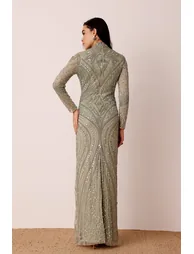 Lotus Embellished Maxi Dress in Sage Green - 5