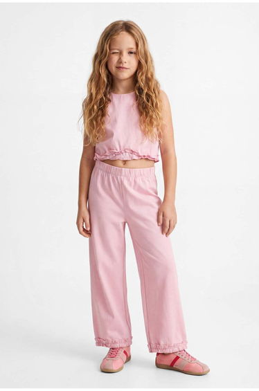 Pink Plain Woven Bottom - Top Set