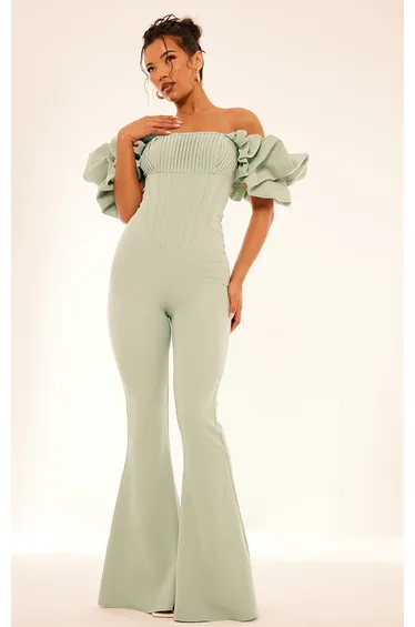 جمبسوت بريتي ليتل ثينج أخضر بأكتاف مكشوفة  - طويل بقصة مستقيمة