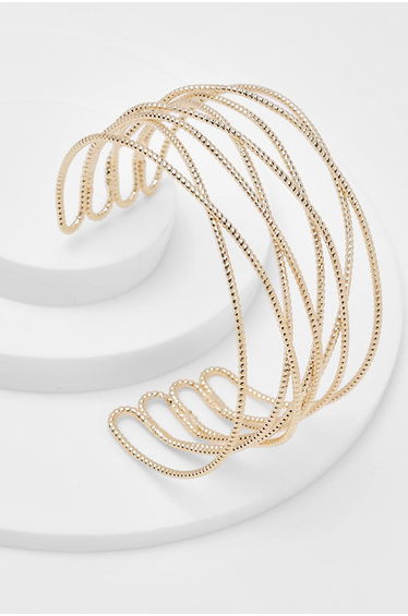Gold Hollow Bracelet Cuff - gold