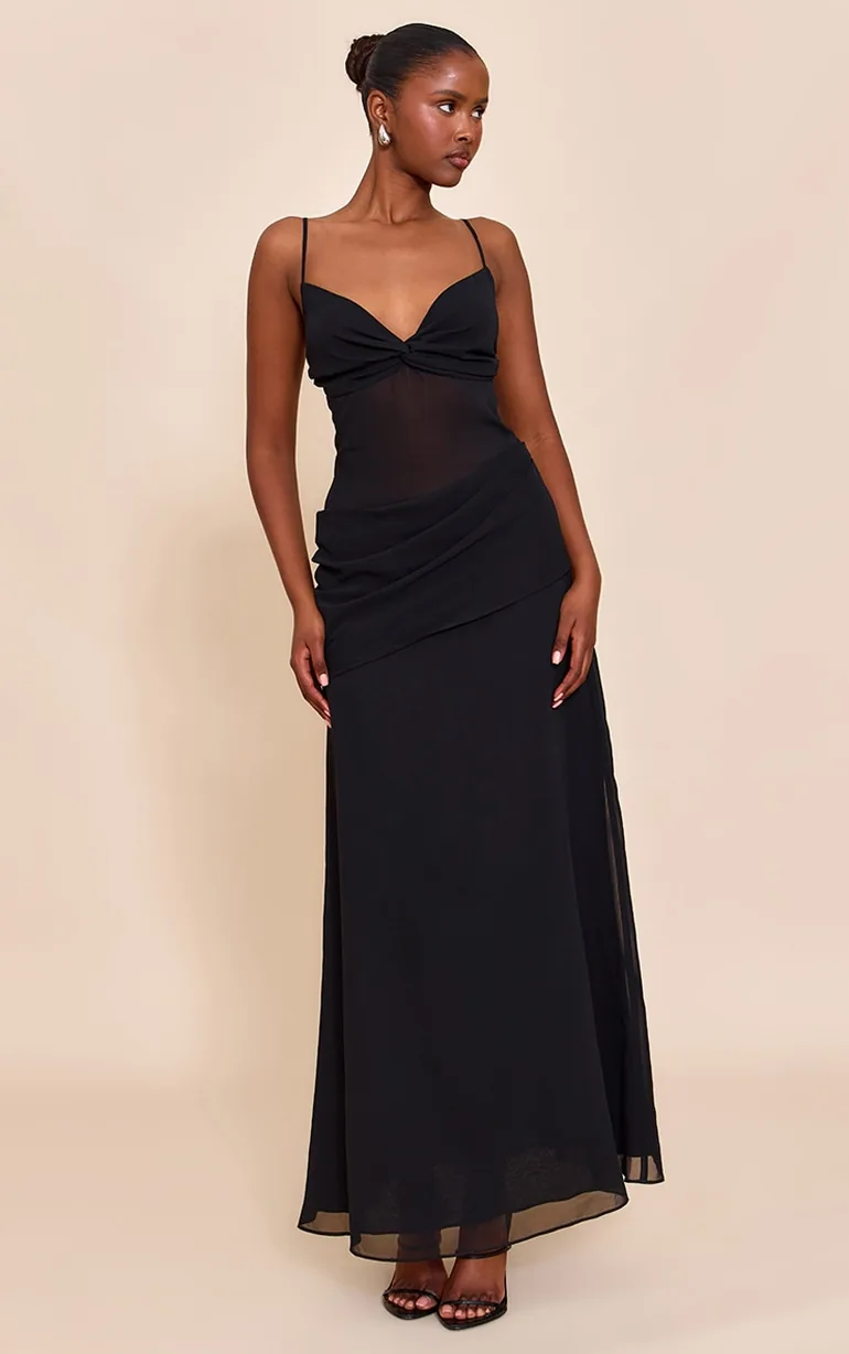 black chiffon dress material Sheer Black Chiffon Dress