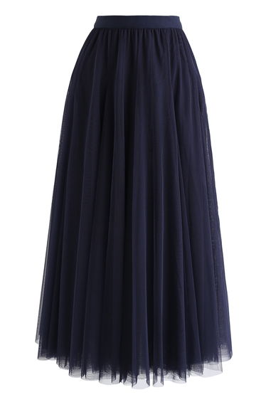 My Secret Garden Tulle Maxi Skirt in Navy