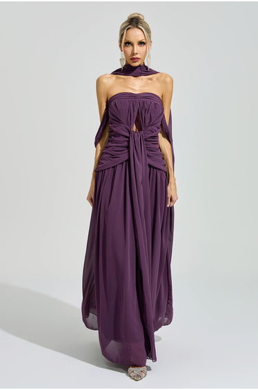 Adorno Purple Halter Neck Dress
