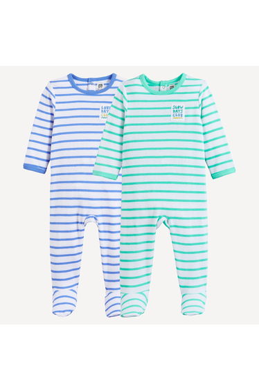 Pack of 2 Striped Jersey Sleepsuits