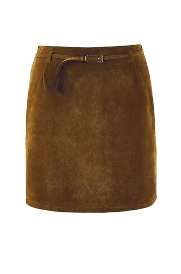 Camel Denim Plus Size Skirt