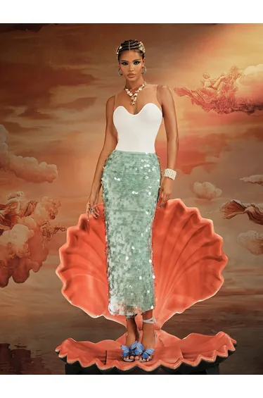Akeem Sequin Mermaid Scale Skirt